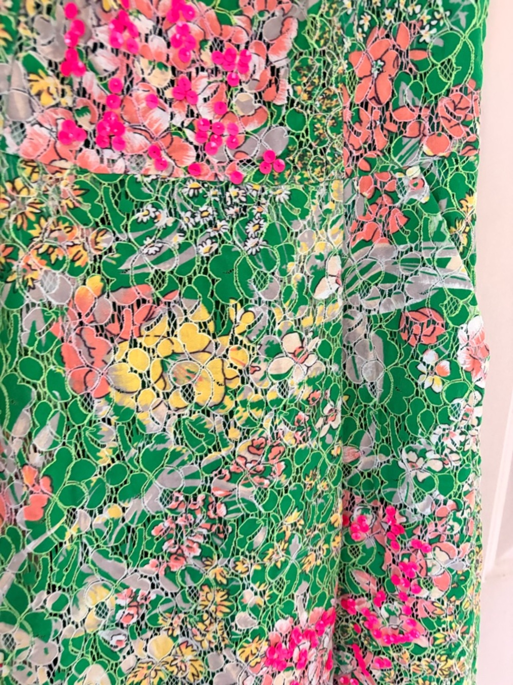 Maeve Green Verbena Lace Textured Sequin Floral Dress Size 2 - Picture 9 of 14